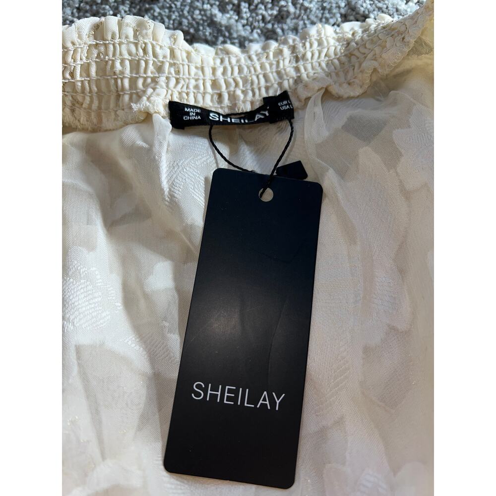 Sheilay Top Womens Large Sexy Sheer Blouse Chiffon Crochet Cottagecore Romantic - Picture 11 of 11